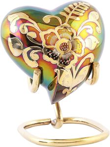 Golden Heart Keepsake <b>Urn</b> <b>for</b> <b>Human</b> & Pet <b>Ashes</b> <b>Small</b> <b>Urn</b> <b>for</b> <b>Ashes</b> with Stand Mini Heart Shape <b>Urn</b> - Product Image 6