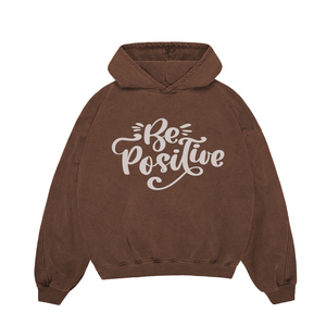 Top Quality Acid Wash Hoodies For Adult Brown Color Pullover Cotton Oversized Acid Wash Hoodies With Screen Printed Logo - Product Image 1