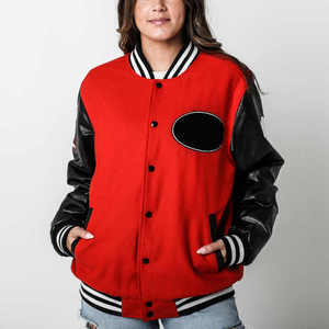 Varsity Letterman chaqueta con parches bordados de manga de cuero genuino chaqueta de béisbol vintage chaqueta para hombre - Product Image 3
