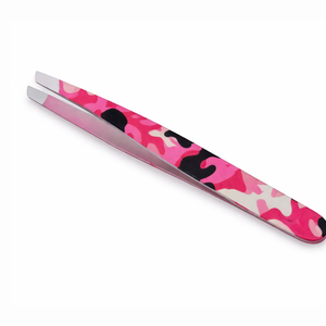 Pinzas para Cejas de Camuflaje Rosa, Acero Inoxidable, Punta Inclinada, Precisión, Ecológicas, Duraderas, Herramienta de Belleza para Dar Forma a las Cejas - Product Image 1