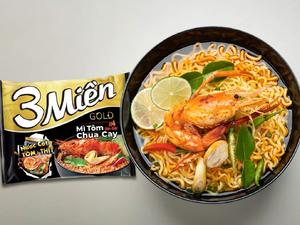 บะหมี่กึ่งสำเร็จรูป 3Mien รสกุ้งเปรี้ยวเผ็ด 75 กรัม แพ็คทอง ราคาสุดคุ้ม - Product Image 5