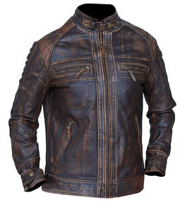 Chaqueta de cuero casual de alta calidad para hombre, con dos bolsillos interiores, cuello alto con cierre de cremallera, chaquetas para hombre. - Product Image 1