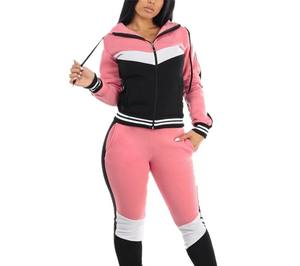 New Design Women's <b>Hooded</b> Casual Solid Tracksuits-High Quality Eco-Friendly Windproof Customizable Streetwear Gym Sports Wear - Product Image 3