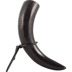 Authentic Inspired Medieval Viking Ceramic Drinking Horn Ankard for Beer Wine at <b>Christmas</b> Party with Stand - Product Image 3