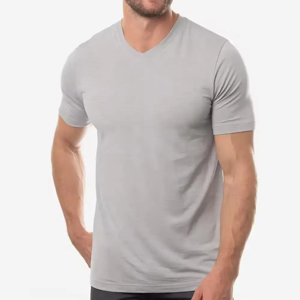 Custom Logo 100%Cotton/Polyester Slim Fit Casual V-Neck T Shirt With Best Quality Brand T Shirt For Men