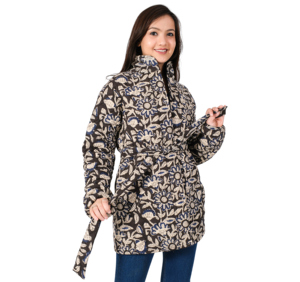 Chaquetas acolchadas hechas a mano para mujer con estampado floral Abrigos reversibles-Mangas largas y mangas cortas Algodón transpirable - Product Image 5