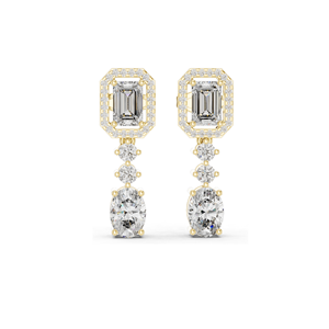 Boucles d'oreilles pendantes en diamant de laboratoire 3,03 CT, clarté VVS-VS EF, taille émeraude et ronde, or 18 carats, 14 carats, 10 carats et argent 925, rose, jaune - Product Image 6