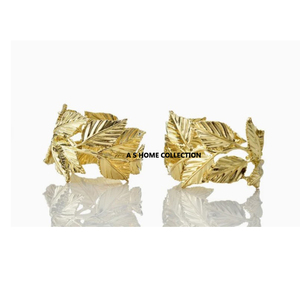 Forme de feuille porte-anneau de serviette en métal fait à la main en gros décoration de table fabricant d'anneau de serviette de mariage - Product Image 4