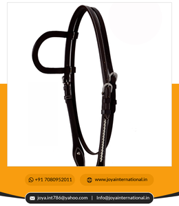 Tachuela de caballo de cuero marrón tejida a mano con brida de una oreja de estilo occidental con productos de caballo únicos plegados de cuero crudo - Product Image 2