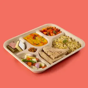 Grado superior Calidad superior 5 CP Ecológico composable biodegradable bagazo plato de caña de azúcar blanco para cumpleaños Comida para llevar - Product Image 2