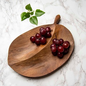 Présentoir alimentaire plats en bois assiettes en forme de feuille assiette en bois en forme de nature pour les repas à la maison et au restaurant - Product Image 4