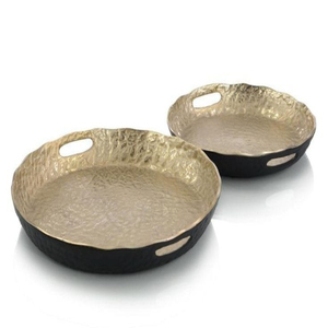 Plateaux de service en métal en gros d'usine plateaux de service décoratifs argentés pour la maison et l'hôtel avec poignées en métal - Product Image 6