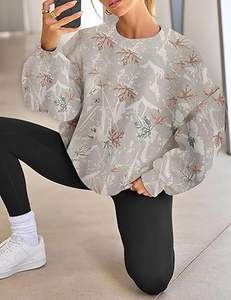 Sudadera de Felpa Suave y Acogedora de 480 g/m² para Mujer, Nueva Llegada, Personalizada, de Alta Calidad, con Estampado de Piel de León, Corte Holgado, Cuello Alto Simulado - Product Image 4