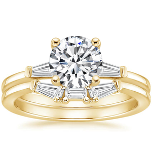 Elegante anillo de bodas clásico de estilo de doble banda 925 Plata con corte Moissanite diamante cónico Baguette piedras laterales para fiestas - Product Image 1