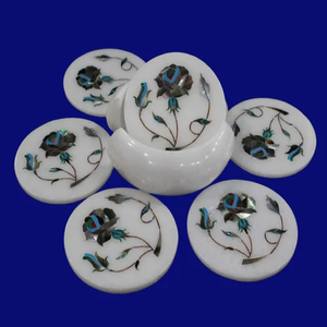 Table à thé à la mode en marbre naturel 6 sous-verres en laiton incrustation pour cadeau hôtel bureau utilisation à domicile sous-verres en marbre de conception naturelle à la mode - Product Image 6