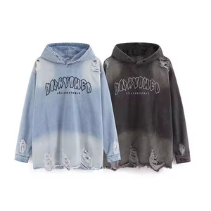 Vente en gros de sweat à capuche personnalisé épais en coton French Terry, délavé à la pierre, respirant, écologique, style vintage américain, effet usé et délavé à l'acide - Product Image 4