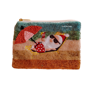 Handmade Beaded Coin Purse with Zipper Closure Custom Seed Bead <b>Mini</b> <b>Pouch</b> Compact Gift Unisex Party Clutch Bag - Product Image 3