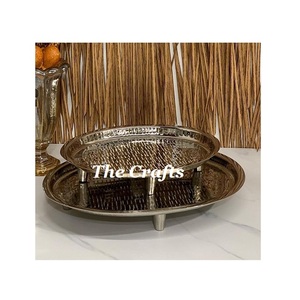 Bandeja para servir chocolate de forma redonda en acero inoxidable y vajilla de latón Bandeja para servir té y café con la mejor calidad - Product Image 3