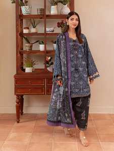Vestido de Fiesta de Lino y Chifón de 3 Piezas para Mujer, Shalwar Qameez Anarkali Kurti, Estilo Indio Pakistaní, para Bodas de Verano/Invierno - Product Image 3