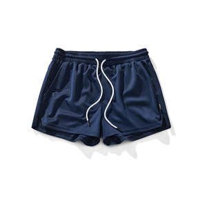 2025 pantalones cortos deportivos de malla de secado rápido para hombres, pantalones cortos de cintura elástica para correr, entrenamiento atlético, pantalones cortos de gimnasio, técnica teñida lisa - Product Image 2