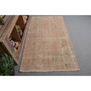 Tapis moderne en laine écologique brun vert 3,5 x 6,7 pieds, grand tapis classique en patchwork rectangulaire, style traditionnel, latex, salle à manger - Product Image 1