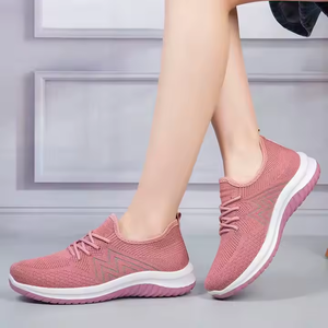 Women's Casual Fashion Jogging Fitness Gym <b>Sneakers</b> Breathable Mesh Upper with Cow <b>Leather</b> PVC Lining Low Price Rubber Out-Sole - Product Image 2