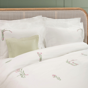 Wholesale Custom Cotton Satin Bedding Sets Embroidered Pretty Flowers Duvet Cover Pillowcases Wearable for Home Hotel Wedding - Product Image 3