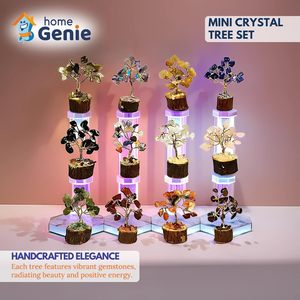 Nhà Genie thu nhỏ đá quý cây bonsai thiết lập | gói 12 nhiều màu pha lê cây trang trí <span class=keywords><strong>vastu</strong></span> và phong thủy Cây đá quý - Product Image 3