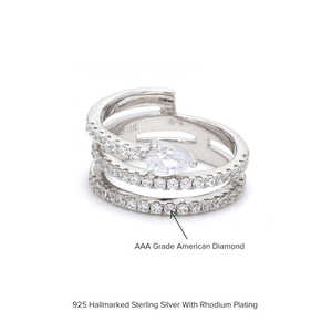 IGI Certifié Américain 10k Platine Diamant Spirale Solitaire Anneau Romantique Géométrique Motif Rhodium Placage Fine Anneaux - Product Image 2