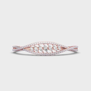 IGI Certified Lab Grown Round & Marquise Diamond Marquise Wave <b>Bangle</b> <b>Bracelet</b> in 9K Yellow / White / Rose Gold - Product Image 2