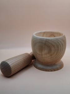 Mortier et pilon en bois naturel de qualité supérieure, robuste, en bois massif, broyeur à épices, écraseur manuel pour herbes, ail, masala, durable - Product Image 6