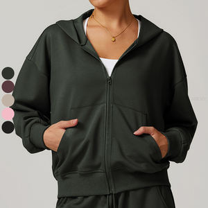 Ropa de calle de lana de algodón personalizada para mujer, Sudadera con capucha larga y cremallera, nueva chaqueta con capucha de alta calidad para mujer - Product Image 1