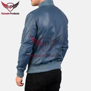 Moda invierno cortavientos Fly Leather Bomber Jacket Mens chaqueta de bombardero de cuero genuino chaqueta de bombardero de calidad superior - Product Image 2