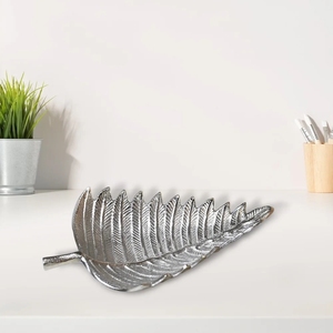 Plateau de noël grande feuille en forme de nickel poli biscuits bonbons plateau de service plateau d'arbre de noël pour des collations pour la décoration de la maison - Product Image 2