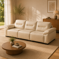 Canapé d'angle en cuir véritable moderne avec accoudoirs rembourrés, écologique, trois places, pour appartements et salons d'hôtel