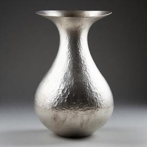 Vase en nickel sculpté pour entrées ou tables consoles Vase Floral Embossed Design Home Decor Accent Statement - Product Image 6