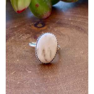 Navajo Handmade White Buffalo Sterling Silver <b>Ring</b> Vintage Hip-Hop Style <b>Adjustable</b> Size Cut Natural Stone for Everyday Wear - Product Image 1