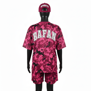 Conjunto corto de malla de poliéster para mujer, 150 GSM, tela transpirable, estampado por sublimación, logotipo con apliques de tela twill, conjuntos para mujer 100% algodón - Product Image 2