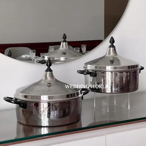 Calentador de comida de madera con acabado natural, forma redonda, cacerola de diseño clásico y elegante, nuevo calentador de comida de metal. - Product Image 5