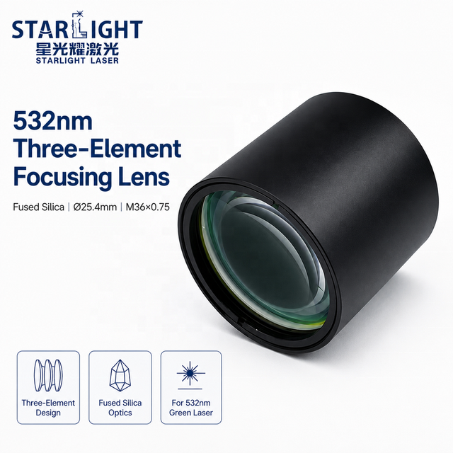 532nm Fused Silica Multi-Element Air-Spaced Focusing Lens Dia25.4 for Green Laser Precision Processing