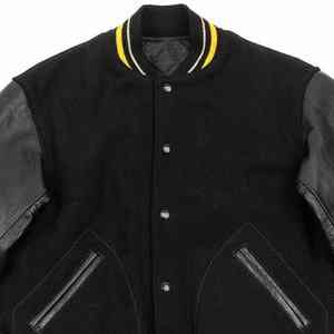 2025 Latest Design Winter Varsity Letterman Fleece Jacket with Zipper Breathable Cotton Filled <b>Cow</b> Skin for Men - Product Image 3