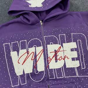 <b>Trendy</b> Unisex Streetwear Knitted <b>Hoodie</b> Custom Made Distressed Embroidery OEM Best Selling Vintage 100% Cotton Autumn - Product Image 3