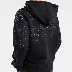 Sweat à capuche en coton mélangé de couleur unie pour hommes Vente en gros Prix bas quantité minimale de commande Sweats à capuche en strass pour hommes - Product Image 3