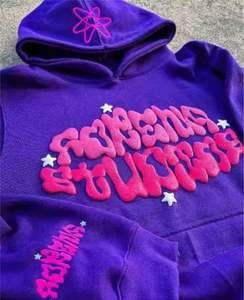 Streetwear Puff Print Fabricación Conjuntos Chándal Apilado Jogger Sweat Suit Personalizado Dos piezas Pantalones de chándal acampanados y Sudadera con capucha - Product Image 4