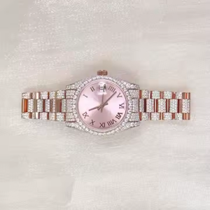 VVS Moissanite Diamant Mouvement Mécanique Automatique Montre-Bracelet de Luxe Affichage Analogique Acier Inoxydable Montre en Verre pour Hommes - Product Image 3