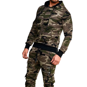 Ensemble de survêtement uni pour homme en molleton de coton, comprenant un sweat à capuche et un pantalon de jogging, vêtements de sport décontractés pour la gym, l'entraînement, la course et l'hiver - Product Image 4