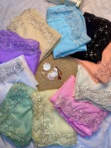 Tissu en organza à dentelle douce et écologique, extensible, avec des paillettes, broderie, bordure coupée en arc pour toutes les occasions - Product Image 6