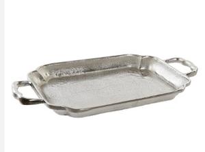 Plateau de service moderne en métal d'acier inoxydable avec la forme carrée de poignée lourde plateau de service fait à la main d'acier inoxydable de forme irrégulière - Product Image 6