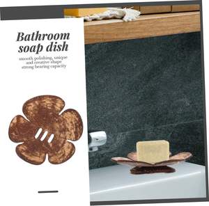 5 pièces porte-savon de bain plateau de baignoire éponge pour évier plateau en bois fleur plat distributeur support salle de bain porte-savon - Product Image 2