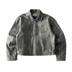 Fashion New Design Leather <b>Jacket</b> Men and Women Windproof Acid Wash Turn-down Collar Men Leather <b>Jacket</b> Streetwear. - Product Image 1